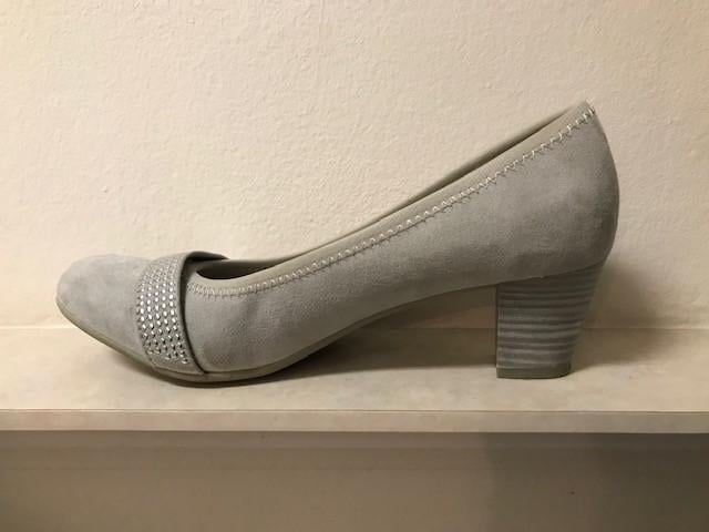 Jana lichtgrijze pumps van velours mt. 38H