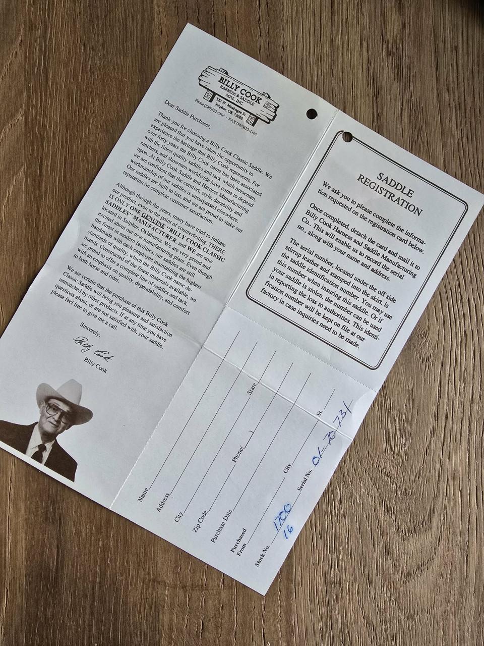 Billy Cook westernzadel (origineel maker Sulphur OK)