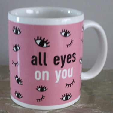 Mok roze met ogen print
