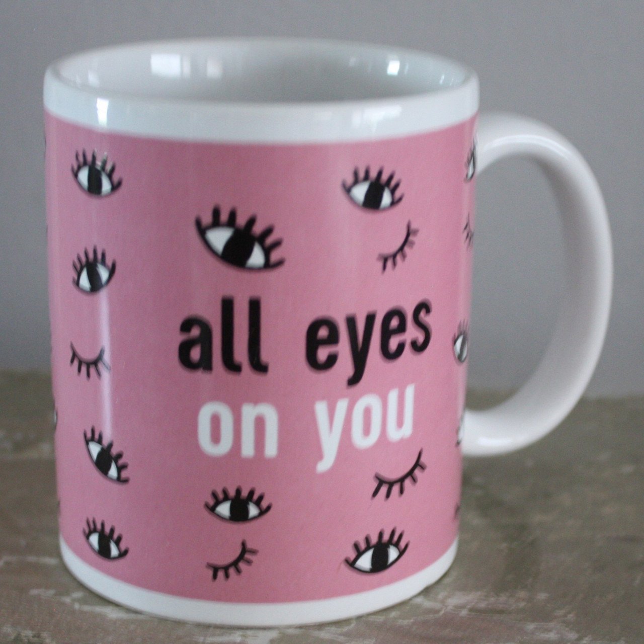 Mok roze met ogen print