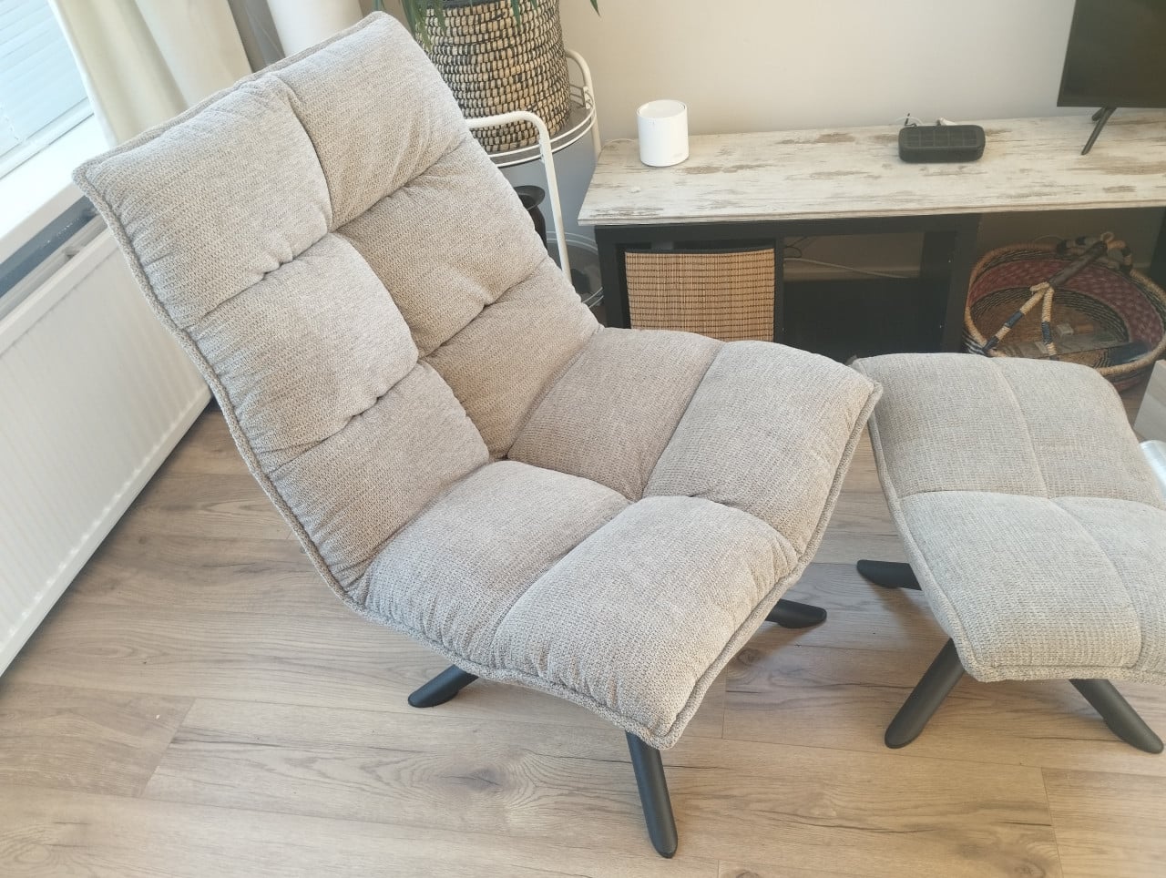 Draaifauteuil met voetenbank