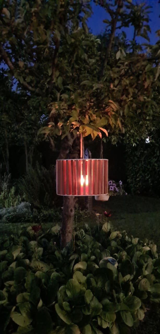 Prachtig windlicht van hout voor buiten of binnen