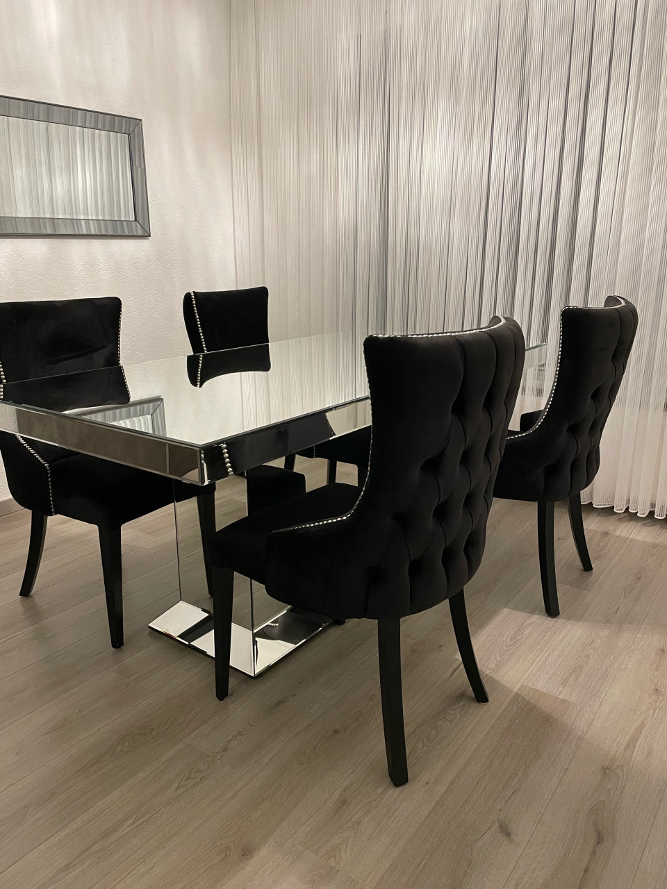 Glazen eettafel set + Salontafel & stoelen