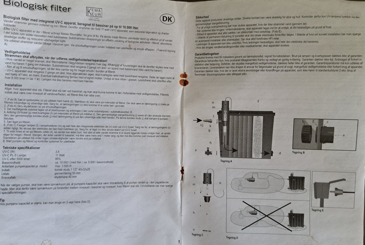 Vijfer filter en pomp