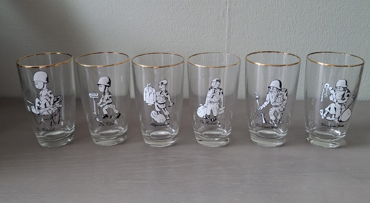 Vintage Defensie Glazen, 6x