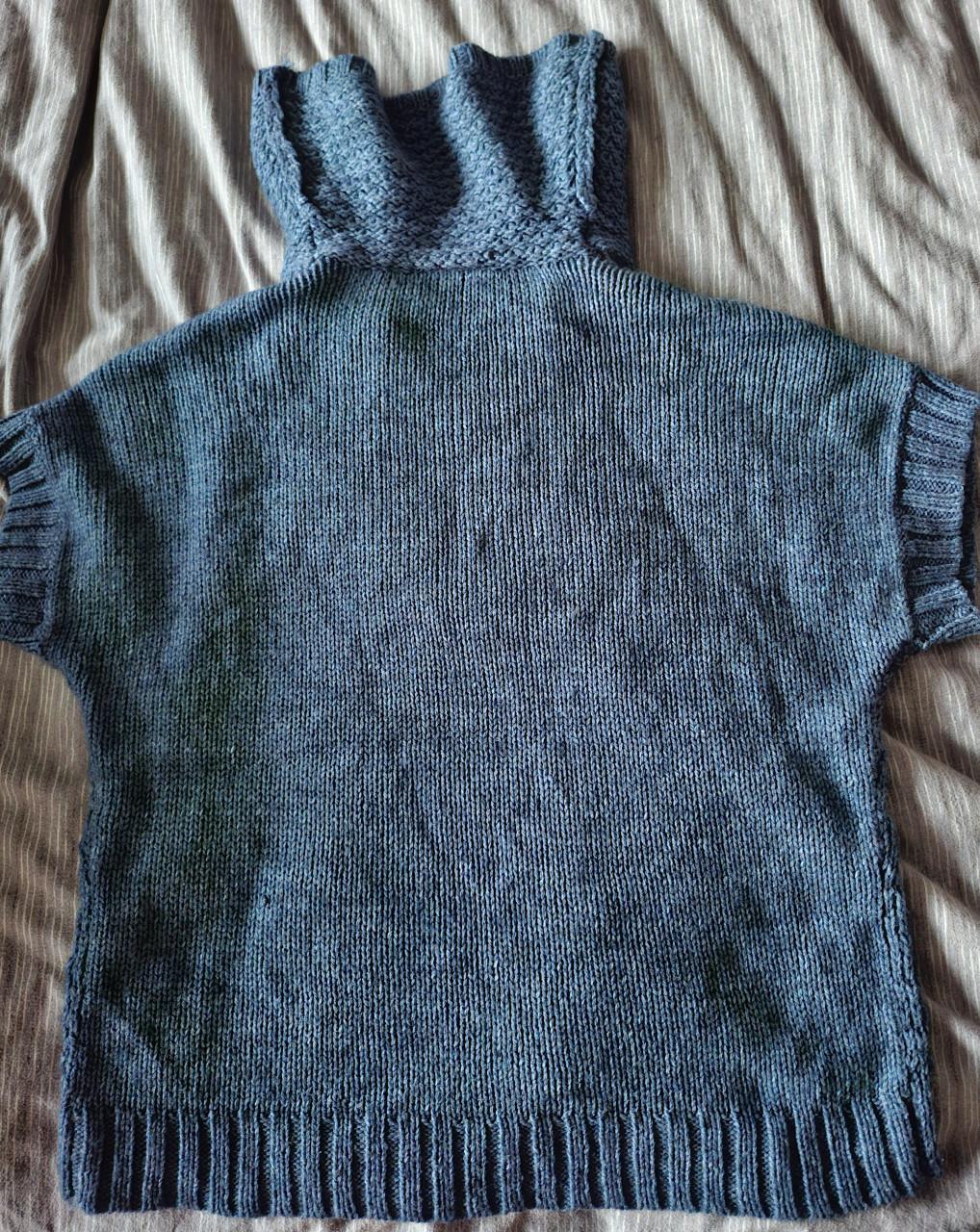 Canda Debardeur, spencer, slip-over met wijde kol. Gebreid. Blauw. Maat XL