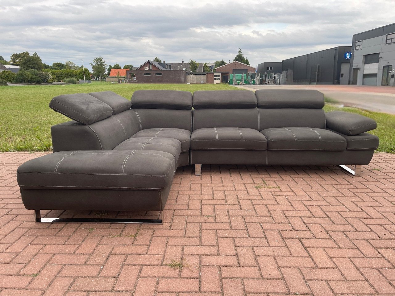 GRATIS LEVERING HEEL NL Grijs Stoffen Hoekbank met Storage Box