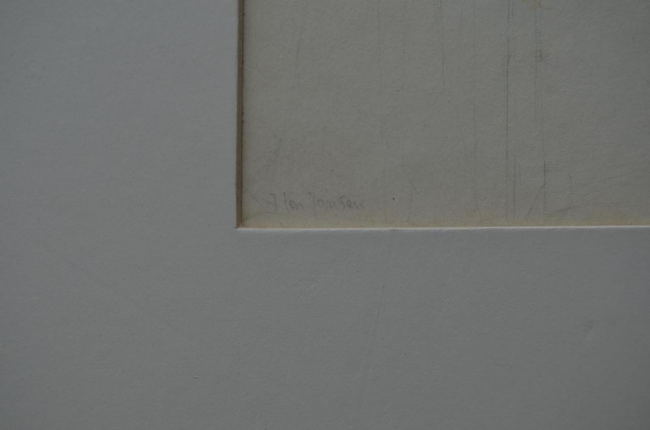 Ets/grafiek uitgemergelde mensen gesig. Jansen + 2 schetsen