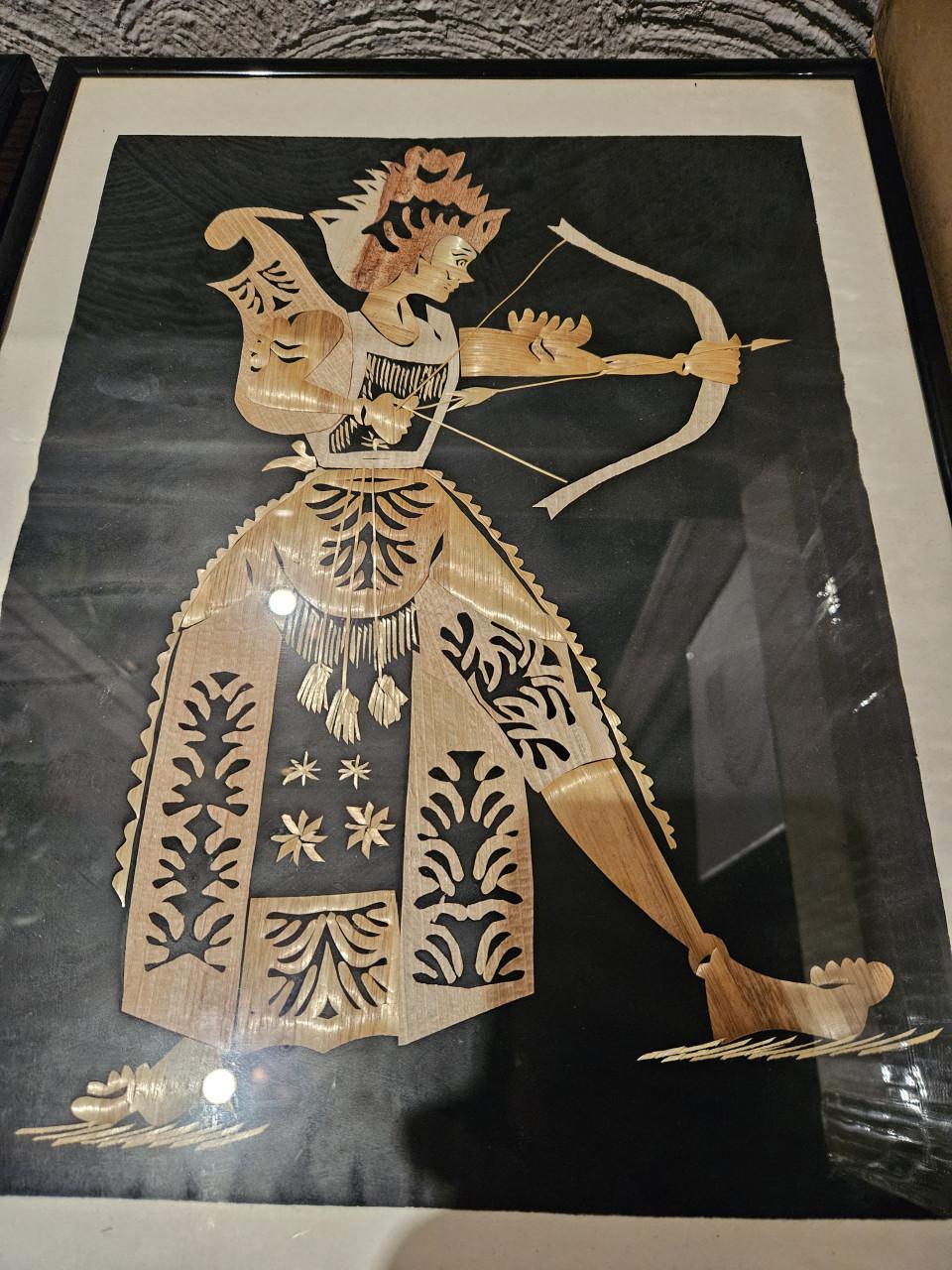 Set van 2 prachtige ingelijste kunstwerken: Boogschutters Indonesië