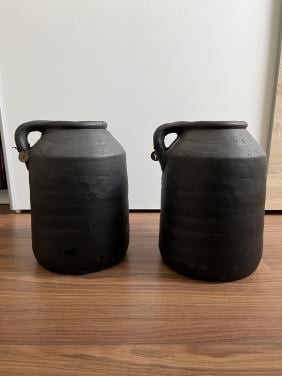 Zwarte stenen vazen (set van 2)