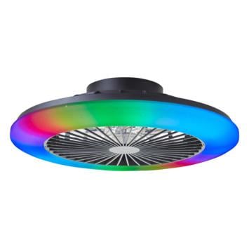 Brilliant plafondventilator Salerno met lamp en RGB functie 40W zwart