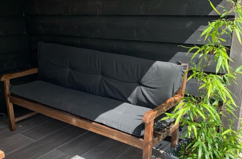 Teak bank 2 meter plus kussens.