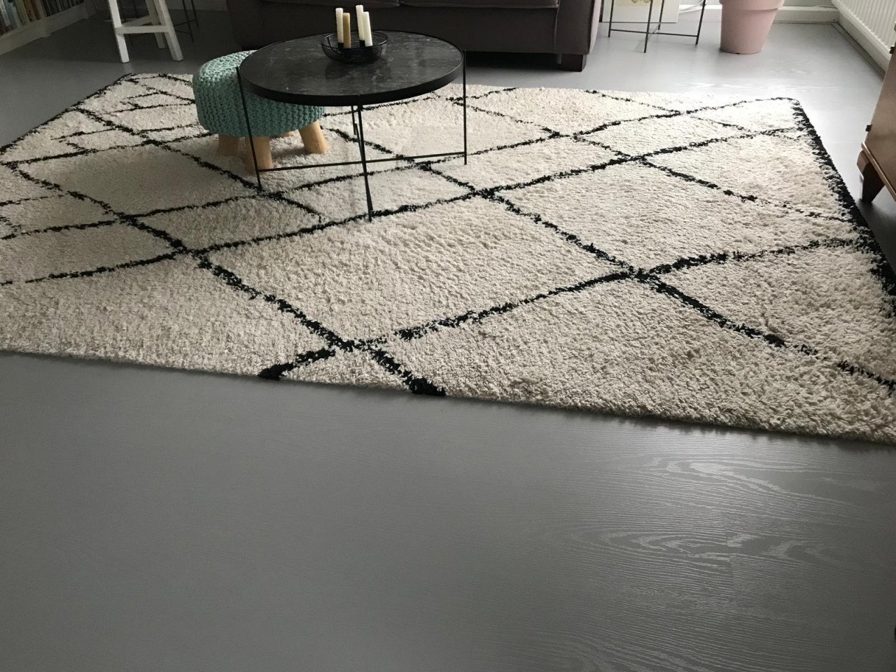 Wit / zwart vloerkleed