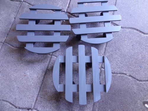 Onderzetters, verrijdbaar, van hout, 3 stuks