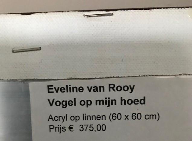 Schilderij "Vogel op mijn hoed" 60 x 60 cm Acryl op linnen