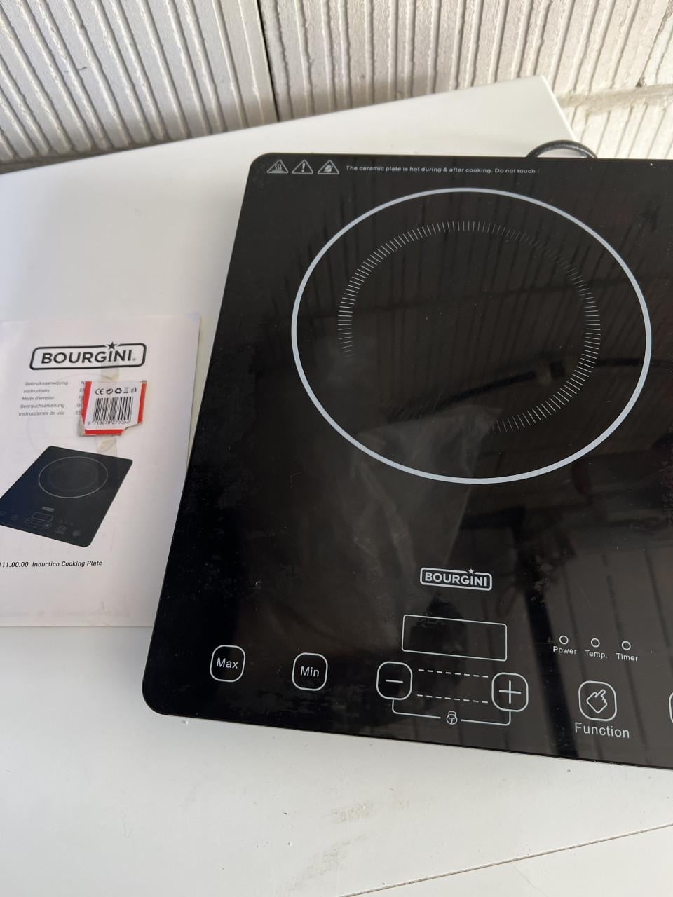Bourgini inductie kookplaat 2000 W met boekje als nieuw