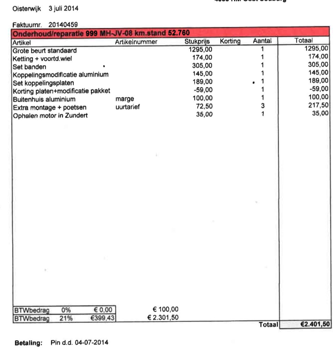 Ducati 999, 01-05-25 beurt gehad