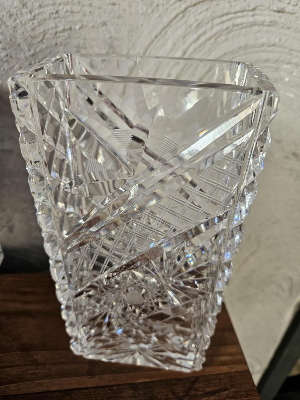 Prachtige kristallen bohemia crystal vaas met diamant motief