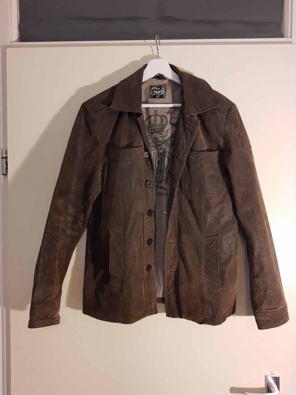Vintage Dames echt lederen Jas maat S