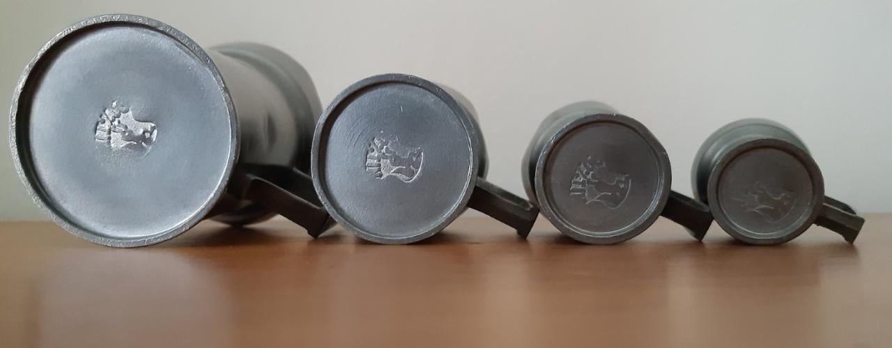 4 tinnen maatkannetjes