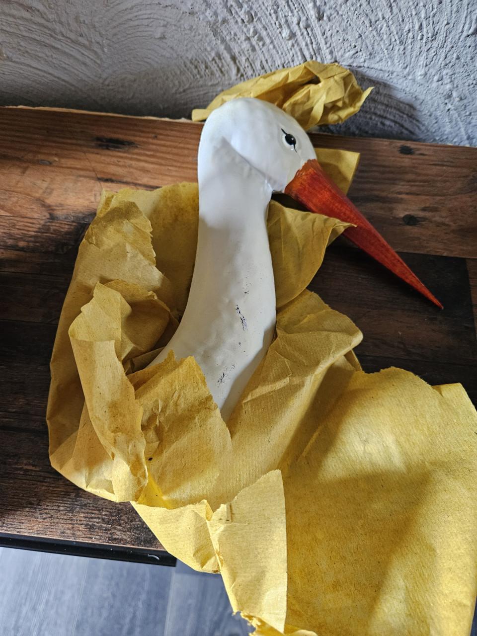 Mooie nieuwe vintage sierlijke ooievaar tuinvogel van metaal