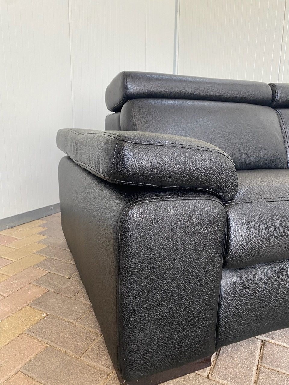 GRATIS LEVERING HEEL NL Zwarte Echt Leer Hoekbank met Chaise Lounge