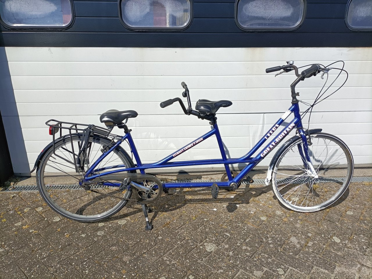 Tandem fiets. Stuurhoogte voorste stuur 107 cm. Zadelhoogte voorste 87 cm