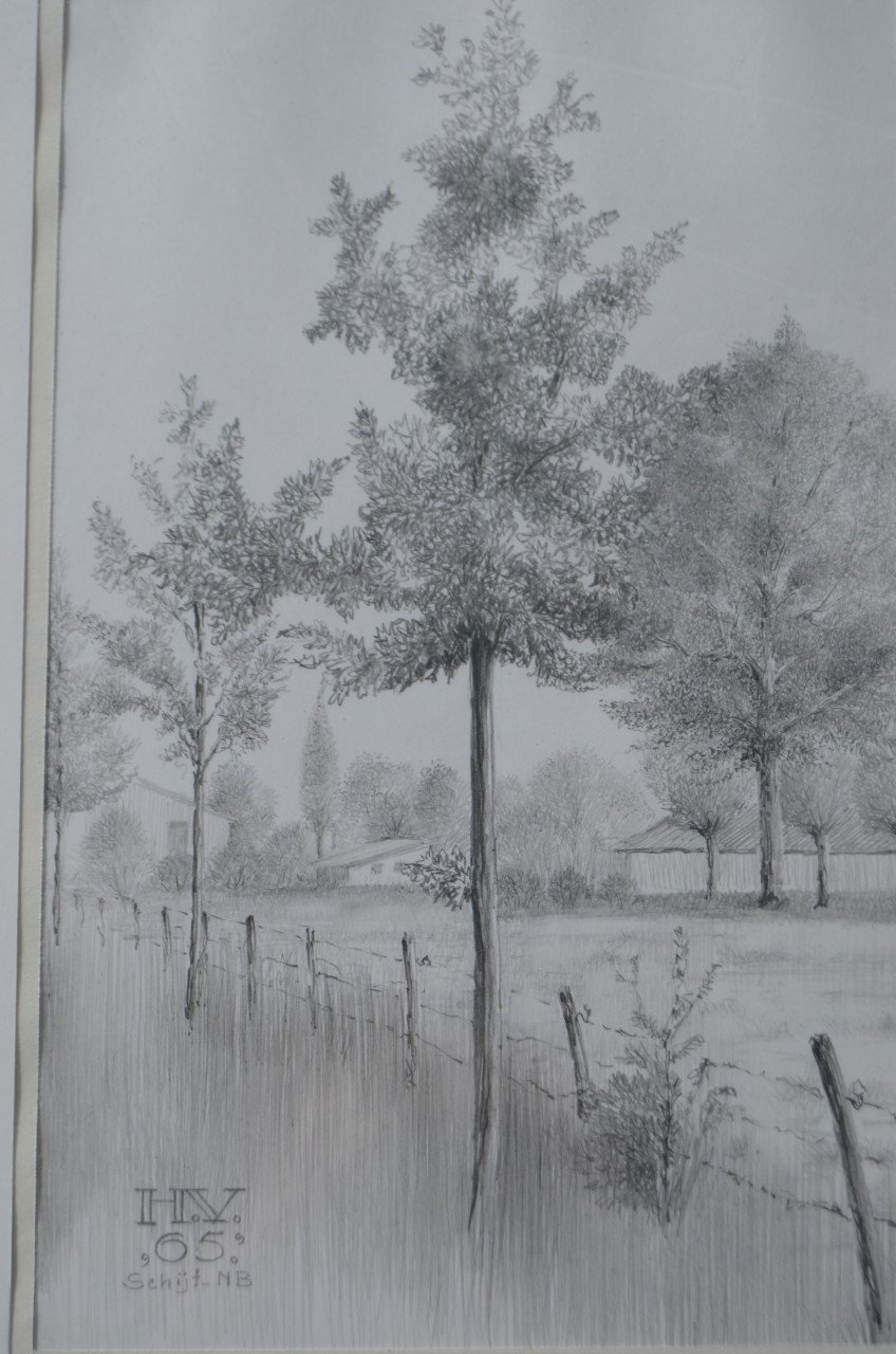 10 x Hendrik Voskuijl (1893 - 1980) potloodtekeningen (2) o.a. Ommen