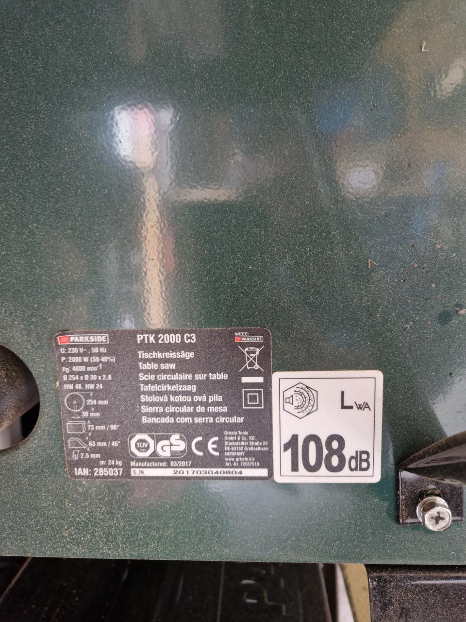 Parkside PTK2000 C3 Tafelcirkelzaag