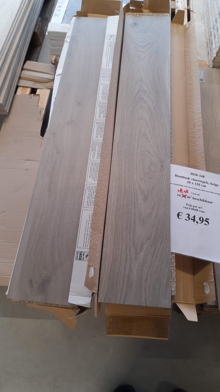 3030-348 ca 18,48 m² houtlook tegels, 20x120 cm, van € 59,95 per m² voor