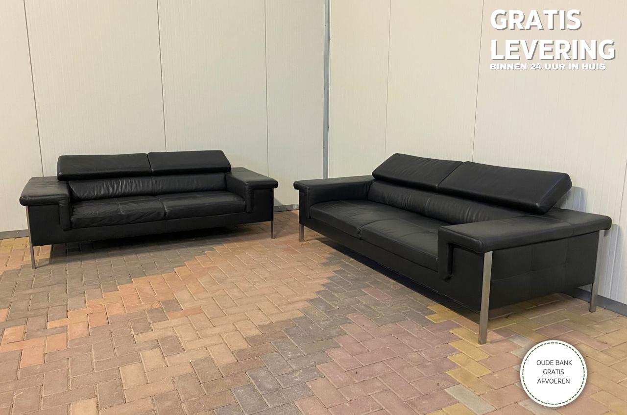 GRATIS LEVERING HEEL NL Montel Leer Bankstel 3 + 2,5 Zits