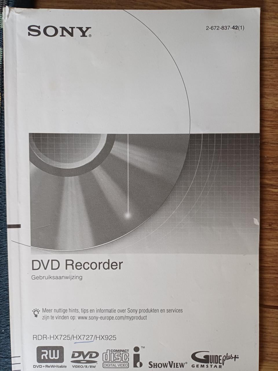 Sony DVD recorder/speler