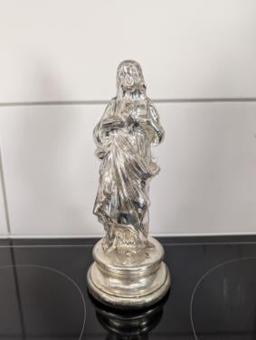 Maria beeldje zilver glas
