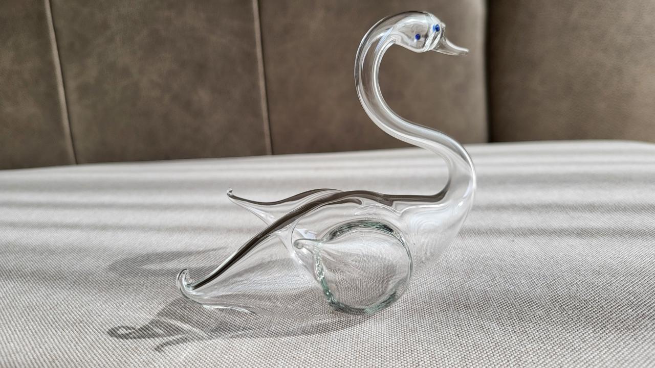 Beeldje zwaan mondgeblazen glas 12 x 8 x 11 cm