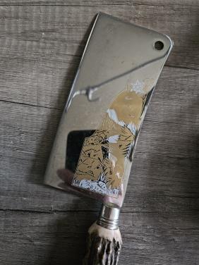 Jaren 80/ 5 delig design Tranchierbesteck Dreizack  Solingen