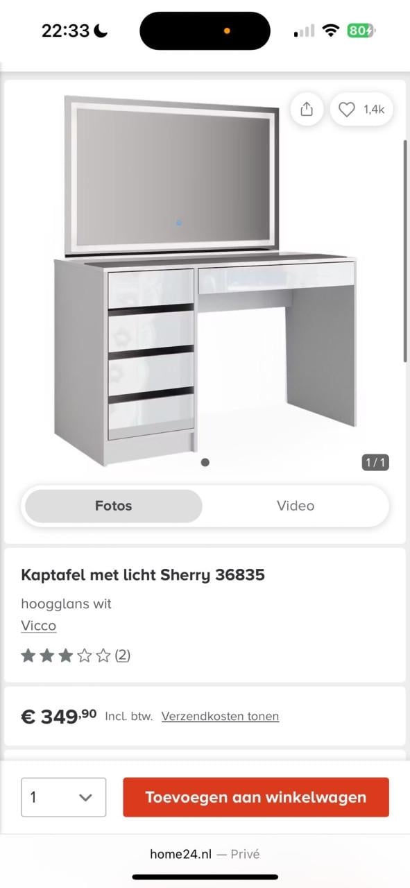 Te koop make up tafel
