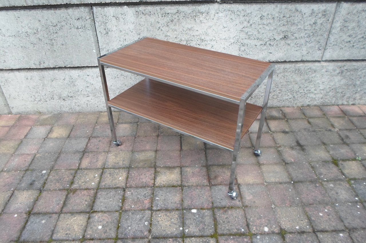 Vintage Trolley Hout Chroom