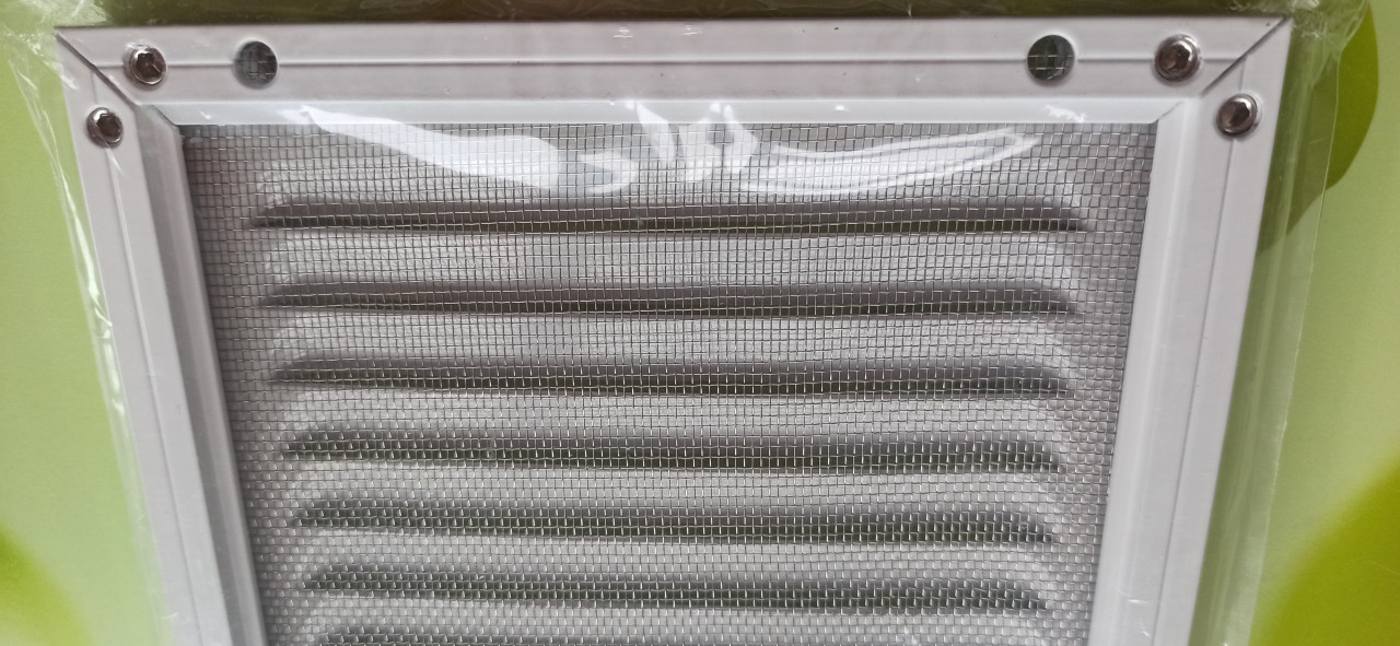 Renson opbouw schoepenrooster 150x150 mm met INOX muggengaas - wit