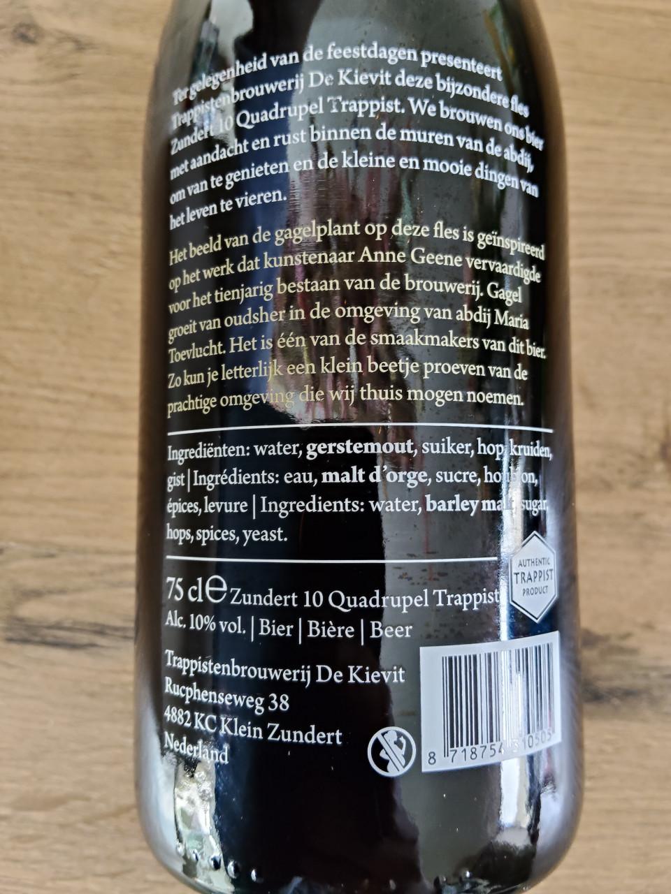 Zundert 10 limited edition trappisten speciaalbier 75cl fles