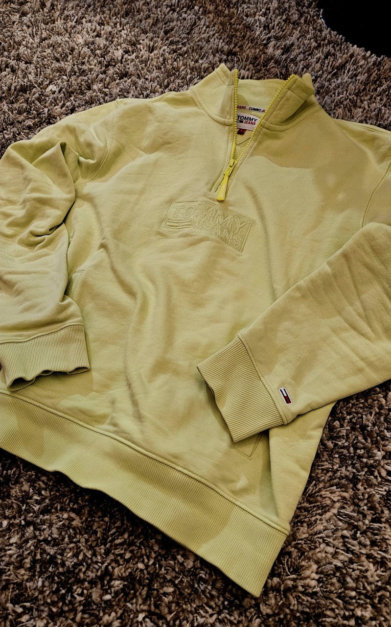 Tommy Jeans lichtgele half zip sweater – maat L