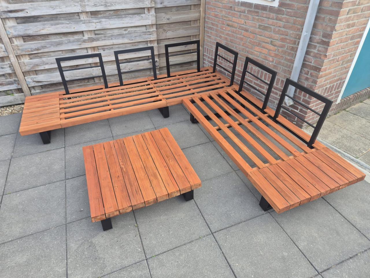 Aluminium/Hout Loungeset 255 x 255 cm (Bezorging mogelijk)