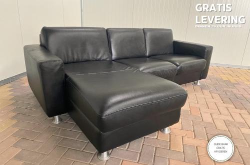 GRATIS LEVERING HEEL NL Mooie Zwarte Echt Leer Hoekbank