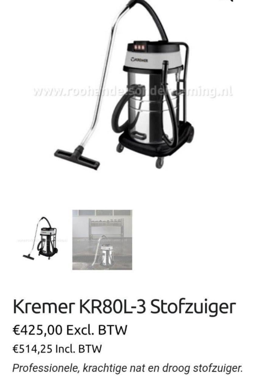 Kremer KR80L-3 nat droog stofzuiger