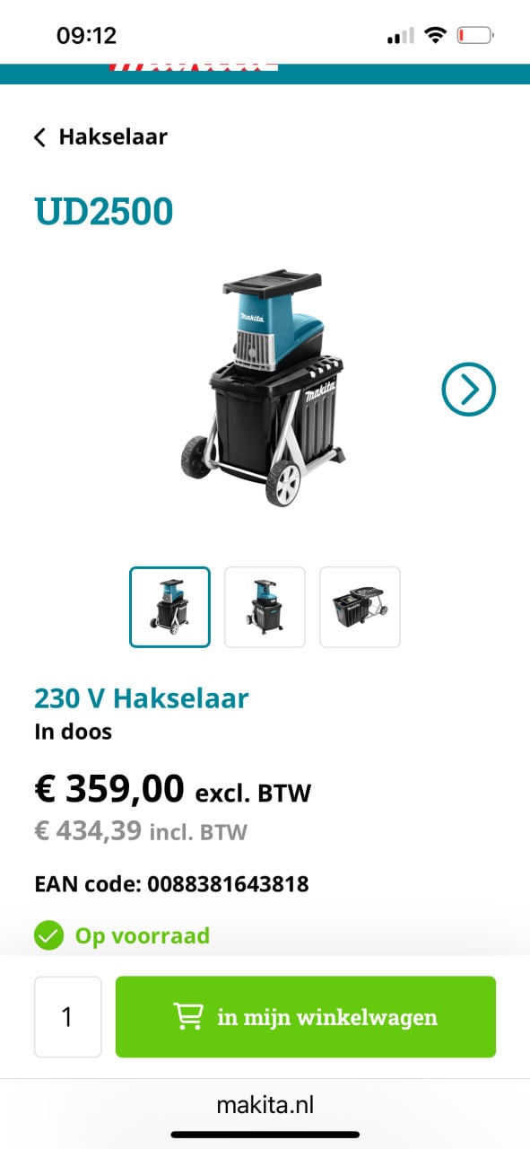 Makita Hakselaar. Mooi en goed. UD2500