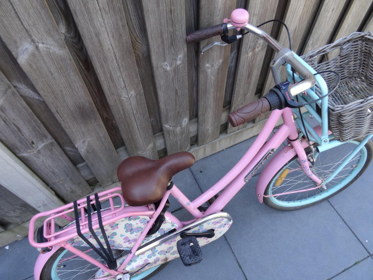 🌸 Popal Daily Dutch Meisjesfiets – 22 inch | Roze / Lichtblauw 💗🩵