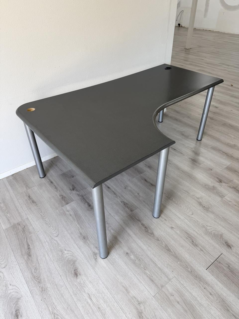 Hoekbureau Antraciet 186x120 cm Bureau met bocht 74cm hoog