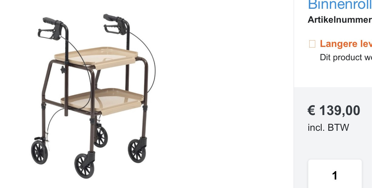 Binnen Rollator met dienblad