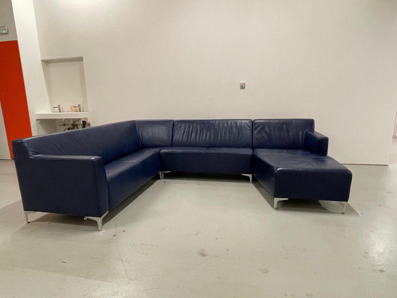 GRATIS LEVERING HEEL NL Montel Blauw Echt Leer U-Bankstel