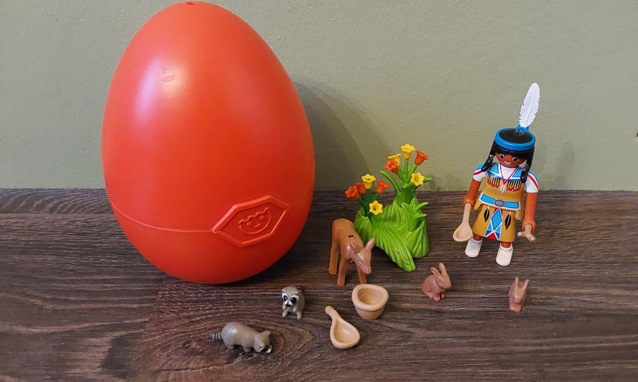 Playmobil Ei/spaarpot (oranje) Indianenmeisje met bosdieren - 5278