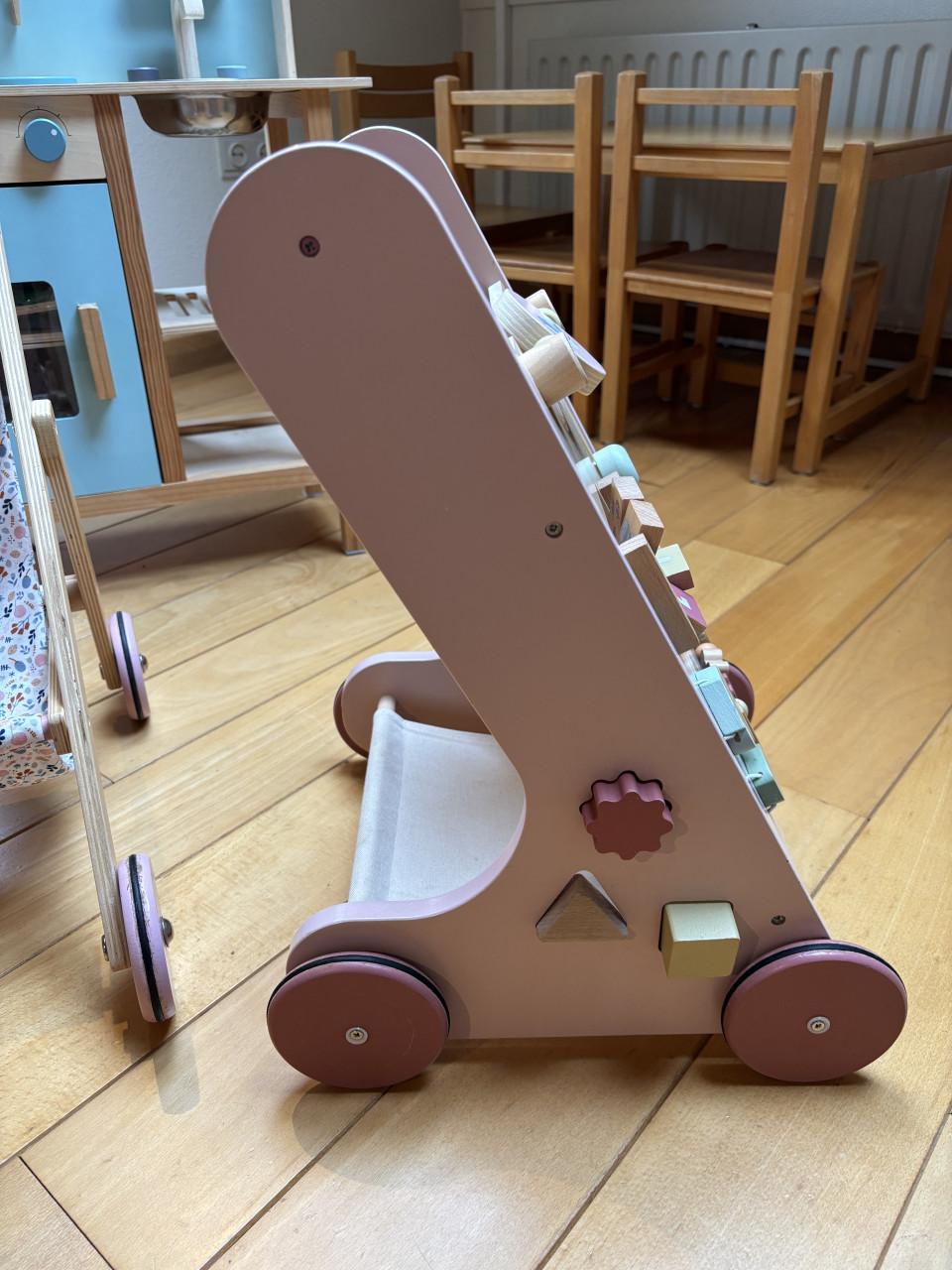 Little Dutch speel en loopwagentje, roze, vogel/vlinder/bloem motief